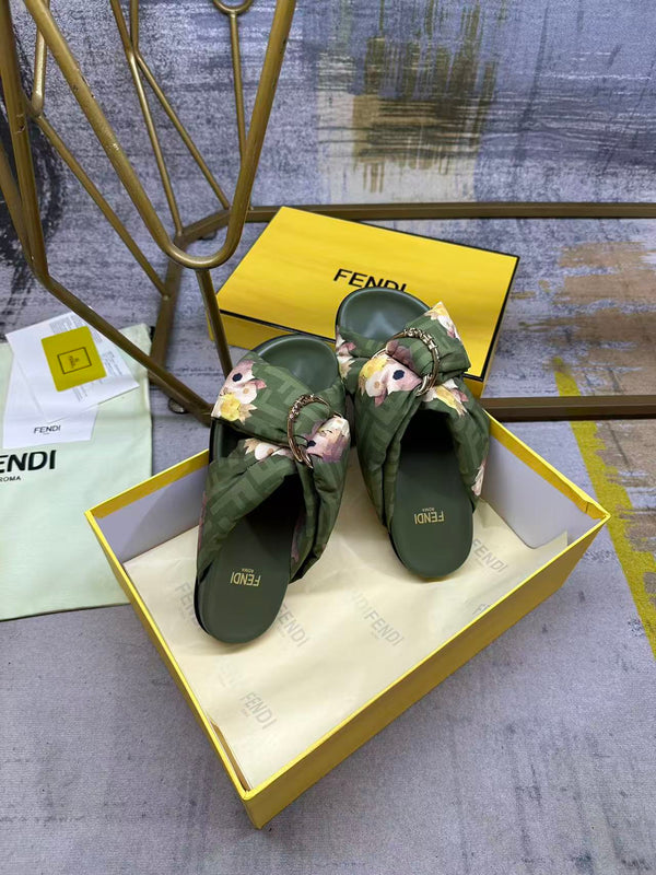 FF Feel Slides Green Multicolor Printed Canvas 928522