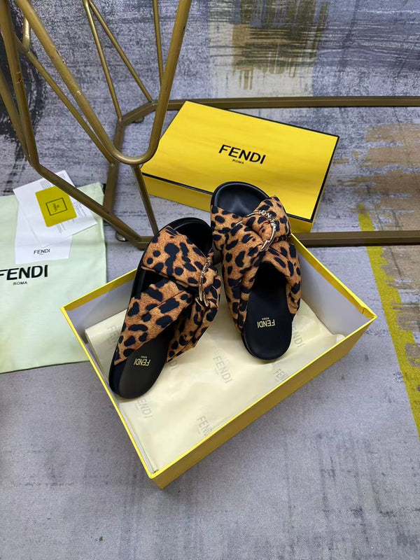 FF Feel Slides Black Brown Printed Canvas 928520