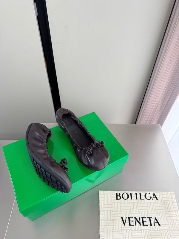 BV Fantasmina Knot Ballerina Flats Chocolate Leather 929575
