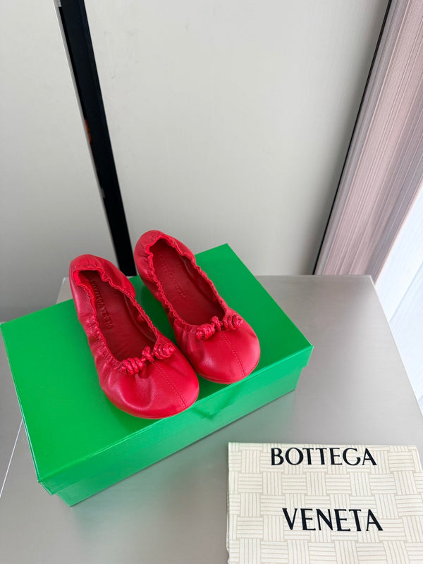 BV Fantasmina Knot Ballerina Flats Red Leather 929574