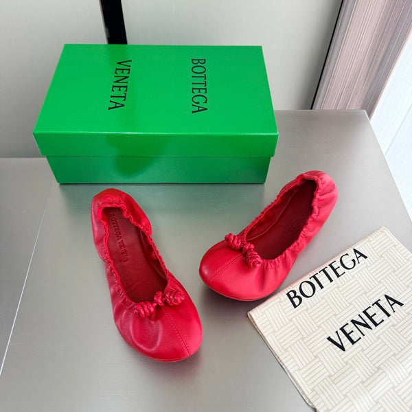 BV Fantasmina Knot Ballerina Flats Red Leather 929574