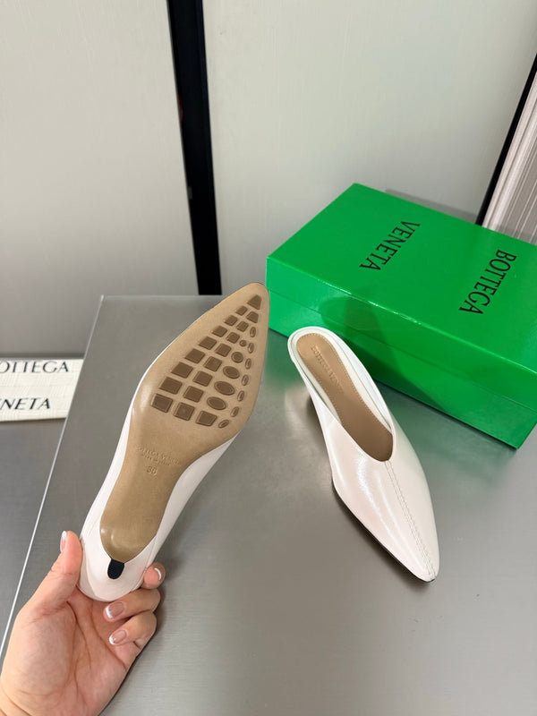 BV Vesta Mule Pumps 4cm White Leather 929506