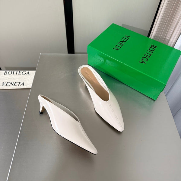 BV Vesta Mule Pumps 4cm White Leather 929506