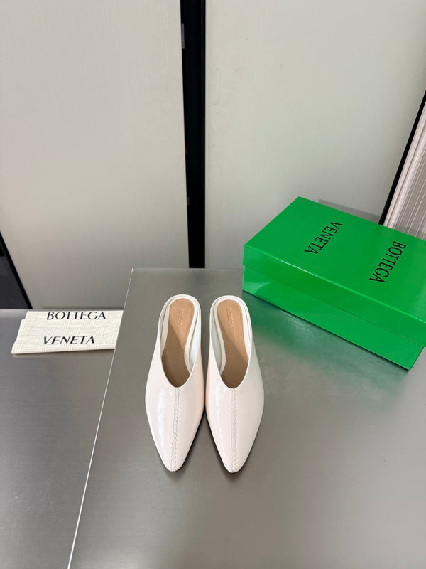 BV Vesta Mule Pumps 4cm White Leather 929506