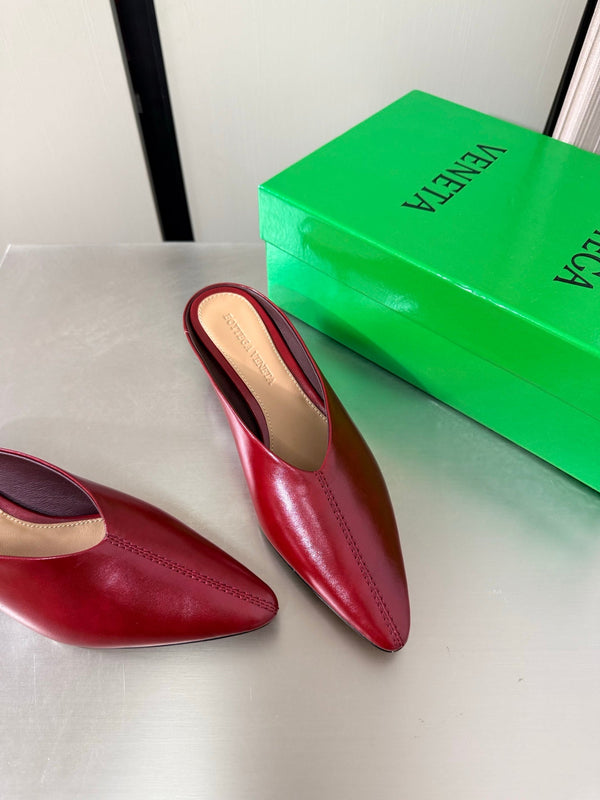BV Vesta Mule Pumps 4cm Burgundy Leather 929502