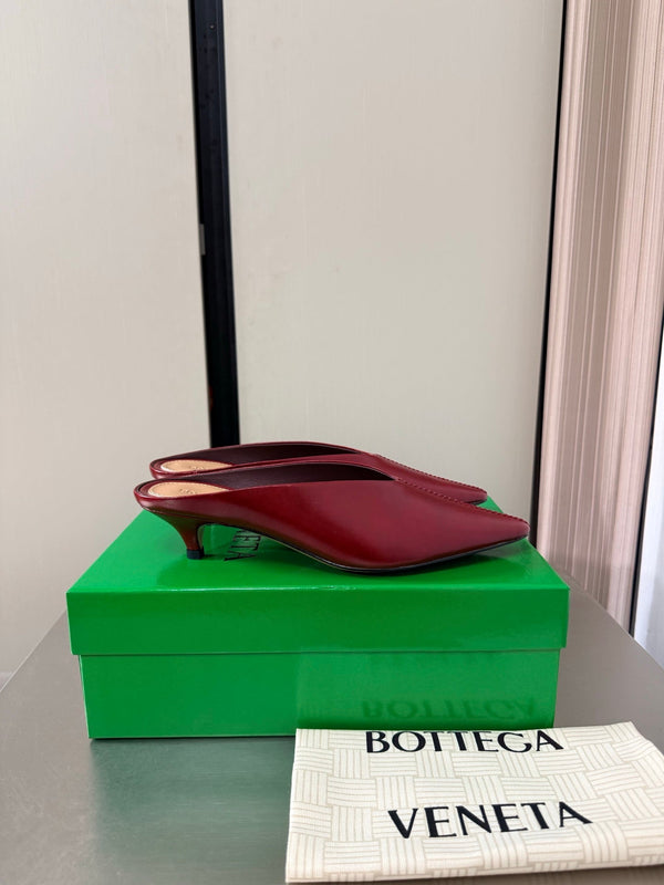 BV Vesta Mule Pumps 4cm Burgundy Leather 929502