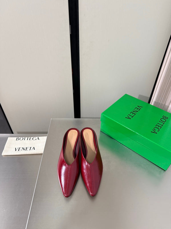 BV Vesta Mule Pumps 4cm Burgundy Leather 929502