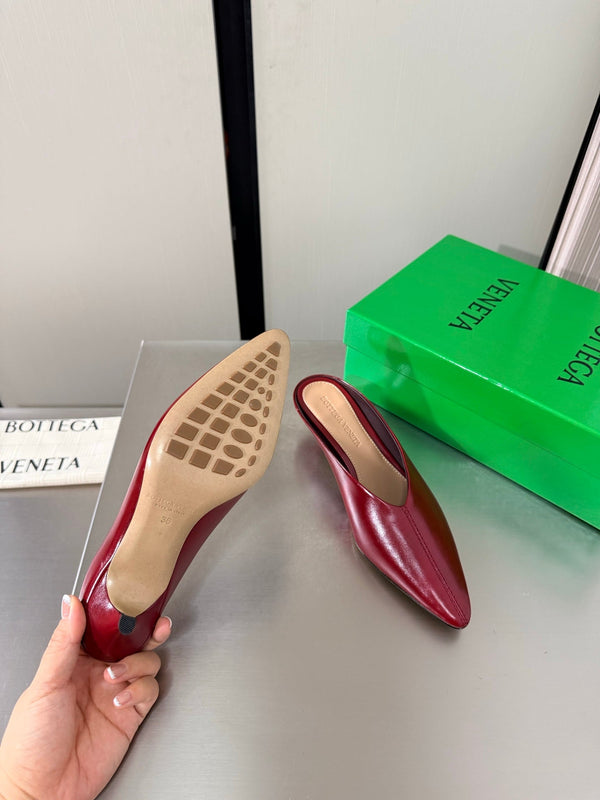 BV Vesta Mule Pumps 4cm Burgundy Leather 929502