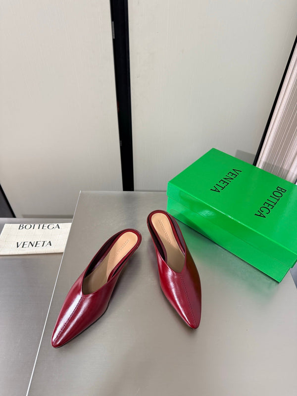 BV Vesta Mule Pumps 4cm Burgundy Leather 929502