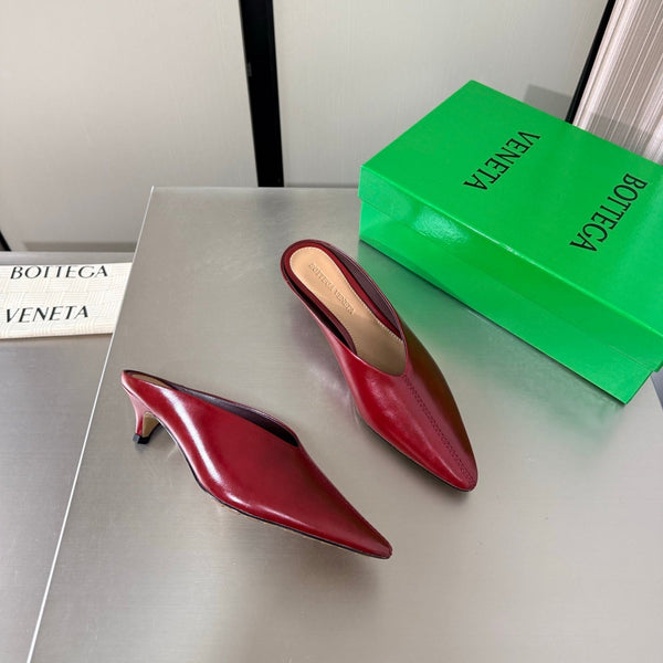 BV Vesta Mule Pumps 4cm Burgundy Leather 929502