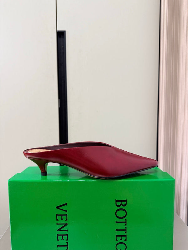 BV Vesta Mule Pumps 4cm Burgundy Leather 929502