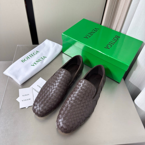 BV Palazzo Loafers Chocolate Intrecciato Leather 929489
