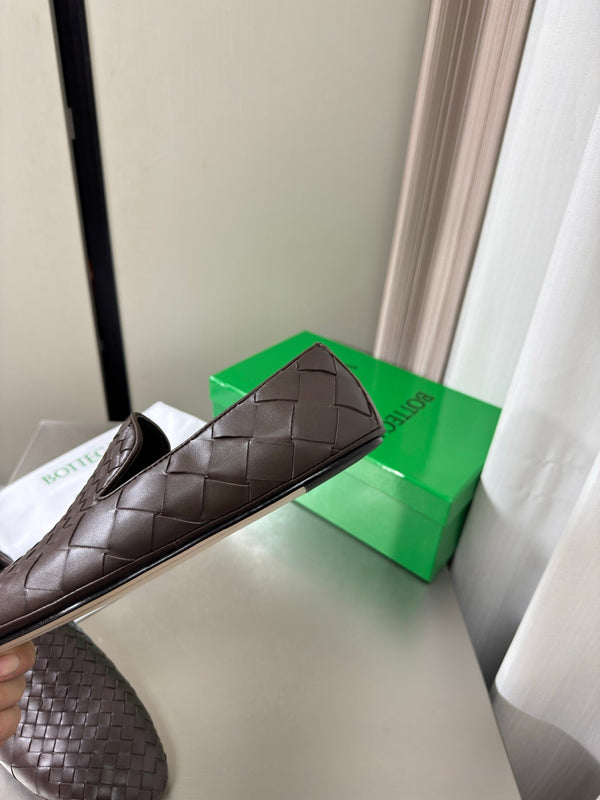 BV Palazzo Loafers Chocolate Intrecciato Leather 929489
