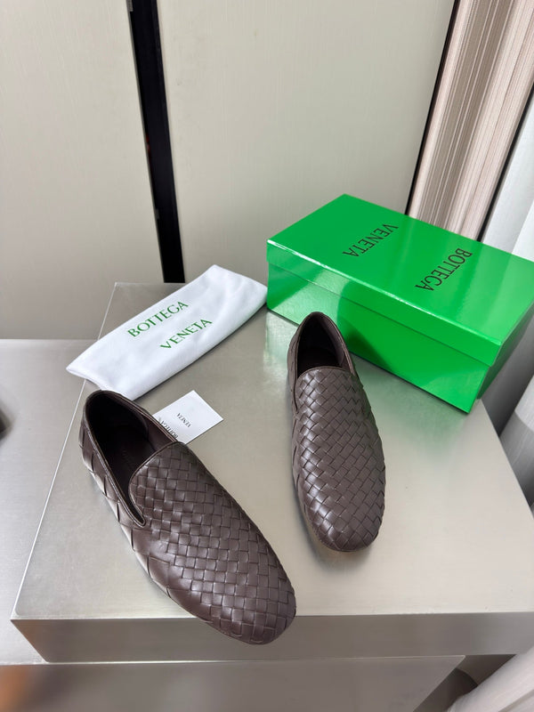 BV Palazzo Loafers Chocolate Intrecciato Leather 929489