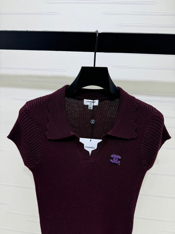 CC Ribbed Knit Long Sleeve Top Wool 410792