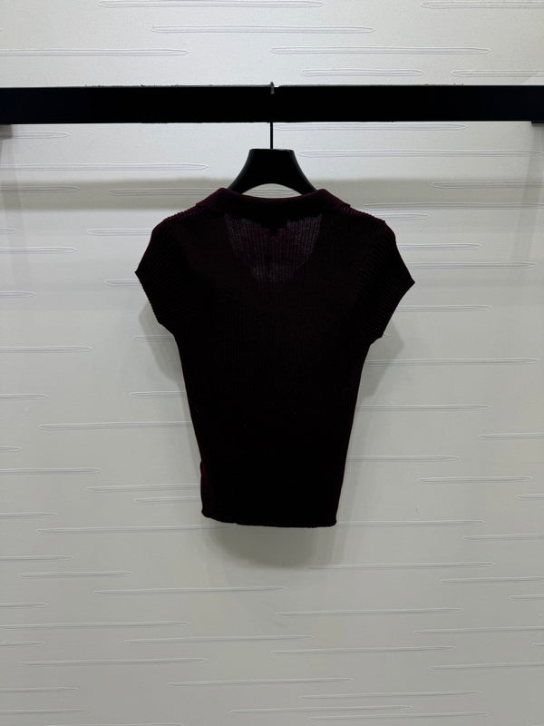 CC Ribbed Knit Long Sleeve Top Wool 410792