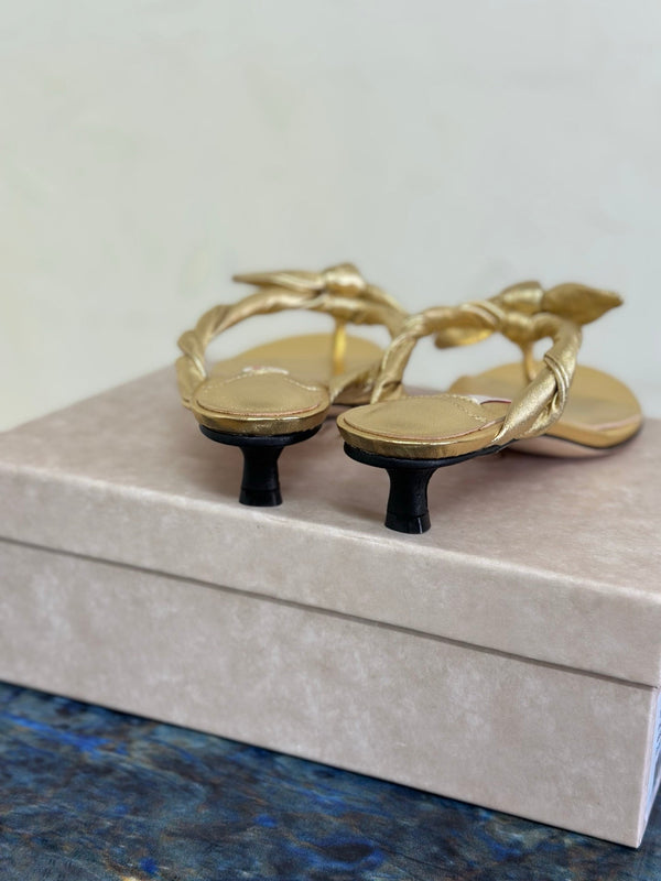 JC Liss 30MM Sandals Gold Metallic Leather 929069