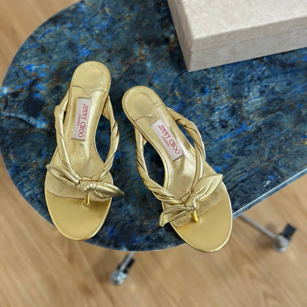 JC Liss 30MM Sandals Gold Metallic Leather 929069