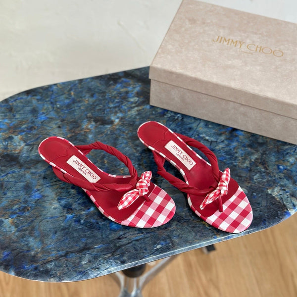 JC Liss 30MM Sandals Red Leather Fabric 929068