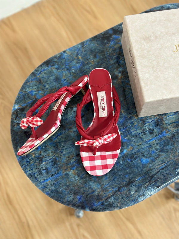 JC Liss 30MM Sandals Red Leather Fabric 929068