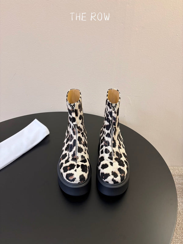TR Platform Ankle Boots 4CM Leopard Print Pony Hair Leather 933557