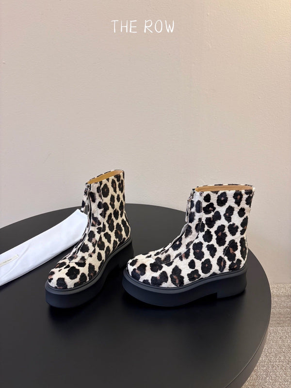 TR Platform Ankle Boots 4CM Leopard Print Pony Hair Leather 933557