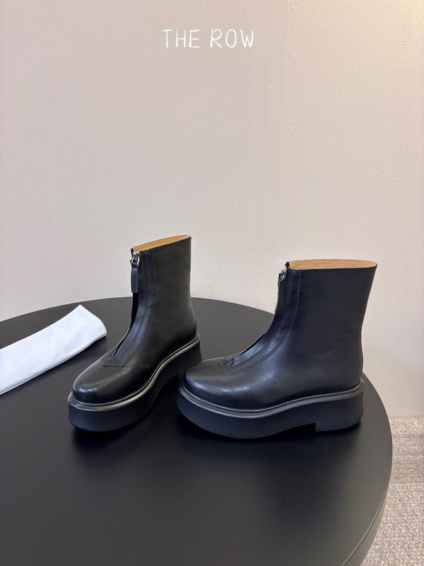 TR Platform Ankle Boots 4CM Black Leather 933554