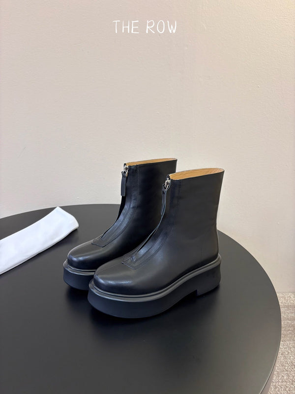 TR Platform Ankle Boots 4CM Black Leather 933554