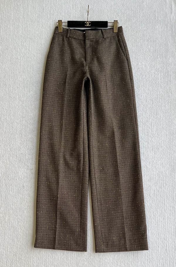 CC Straight Leg Trousers Brown Cotton 405214