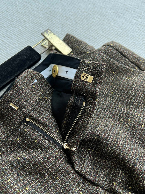 CC Straight Leg Trousers Brown Cotton 405214