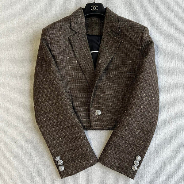 CC Cropped Jacket Metallic Buttons Cotton 405213