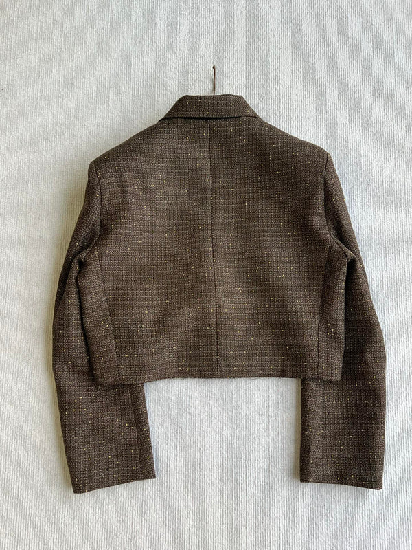 CC Cropped Jacket Metallic Buttons Cotton 405213