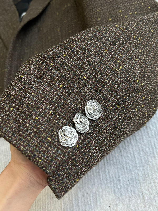 CC Cropped Jacket Metallic Buttons Cotton 405213