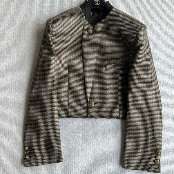 CC Cropped Jacket Metallic Buttons Wool 401206