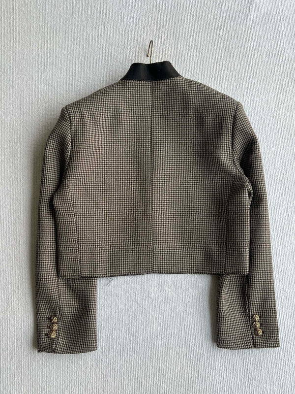 CC Cropped Jacket Metallic Buttons Wool 401206