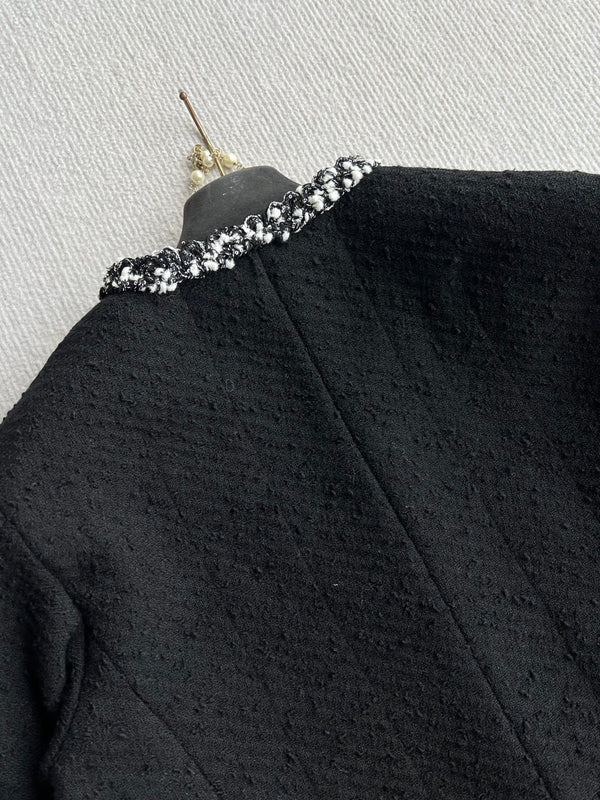 CC Frayed Tweed Jacket Black Wool 412387