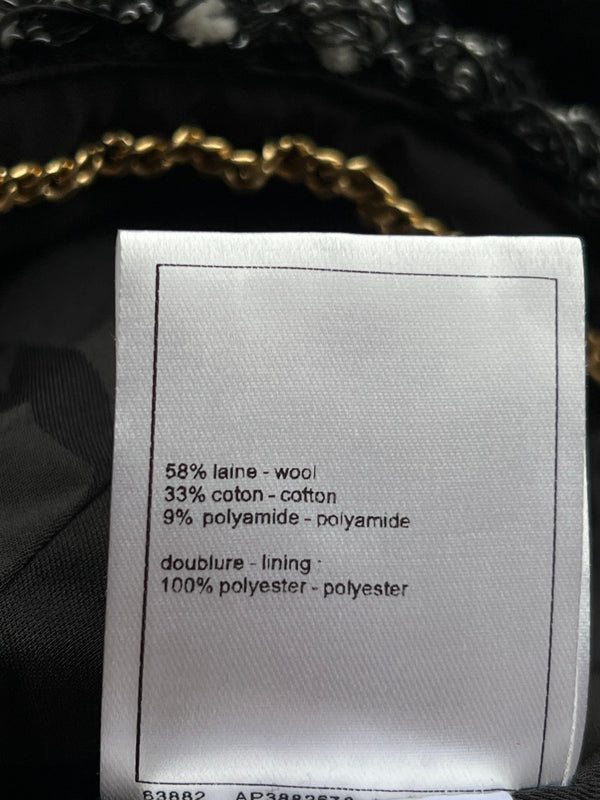 CC Frayed Tweed Jacket Black Wool 412387