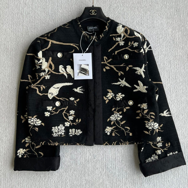 CC Métiers d'Art Embroidered Jacket Black Gold Wool 412372