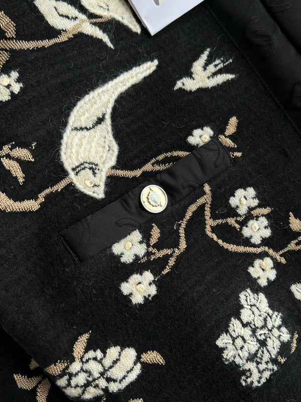 CC Métiers d'Art Embroidered Jacket Black Gold Wool 412372