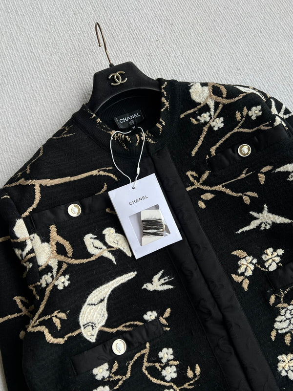 CC Métiers d'Art Embroidered Jacket Black Gold Wool 412372