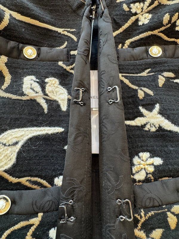 CC Métiers d'Art Embroidered Jacket Black Gold Wool 412372