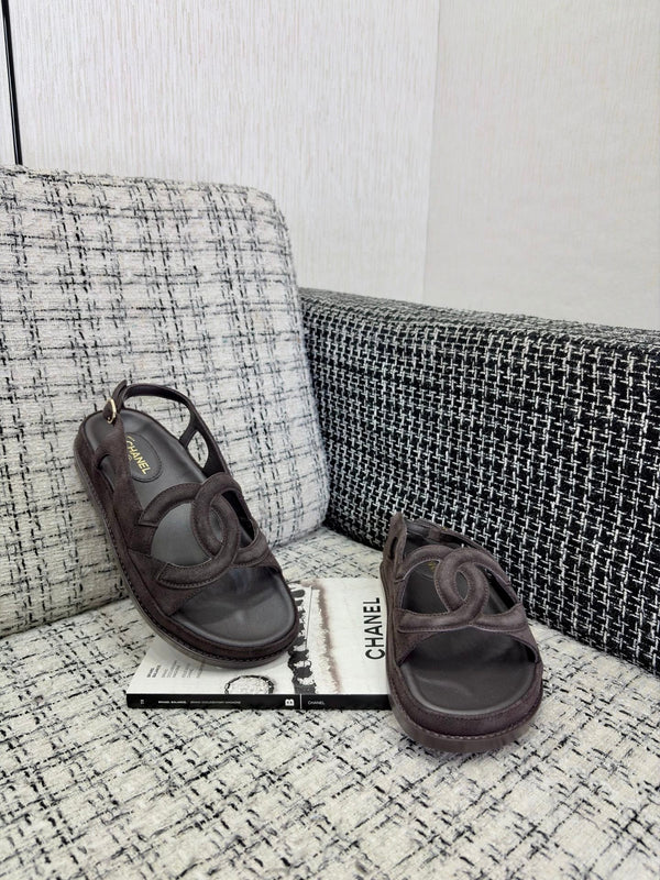 CC Sandals Chocolate Suede Leather 935910