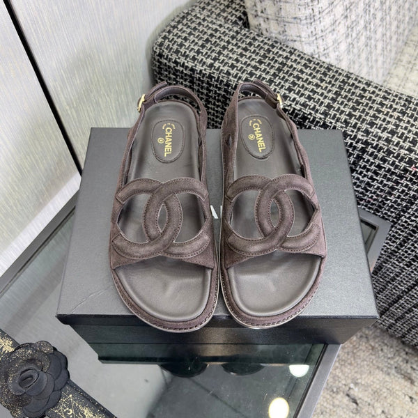 CC Sandals Chocolate Suede Leather 935910