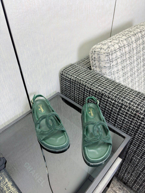 CC Sandals Green Suede Leather 935909