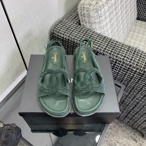 CC Sandals Green Suede Leather 935909