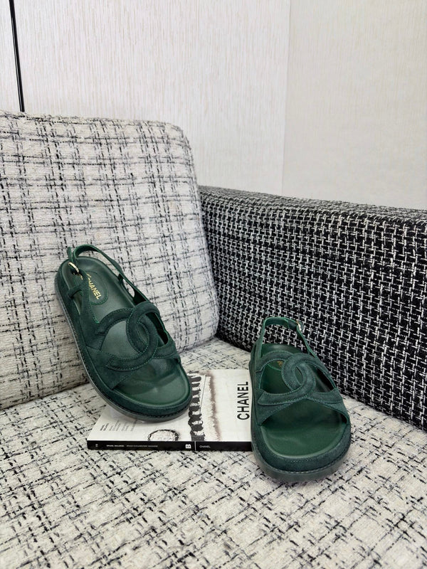 CC Sandals Green Suede Leather 935909