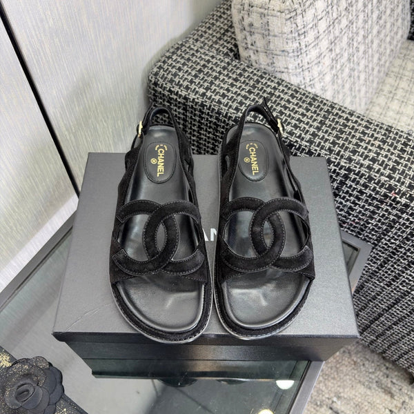 CC Sandals Black Suede Leather 935908