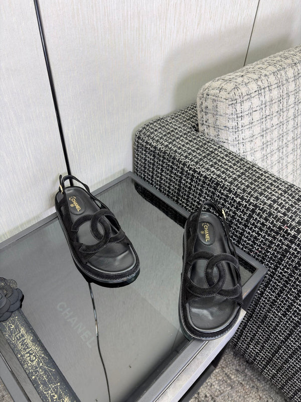 CC Sandals Black Suede Leather 935908