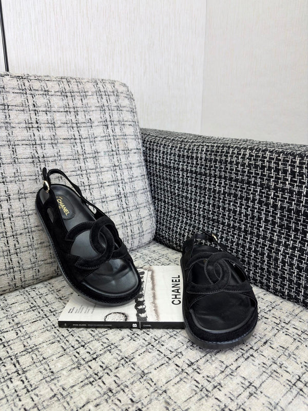 CC Sandals Black Suede Leather 935908