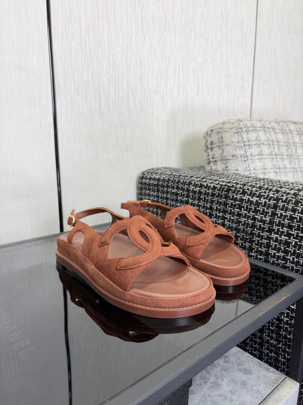 CC Sandals Brown Suede Leather 935907